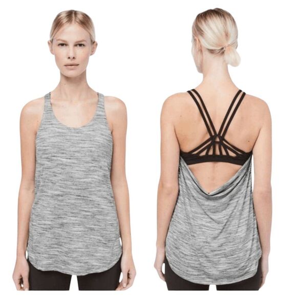 LULULEMON ATHLETICA Moment To Movement 2-In-1 Tank Space Dye Camo Black White Si - Picture 1 of 3